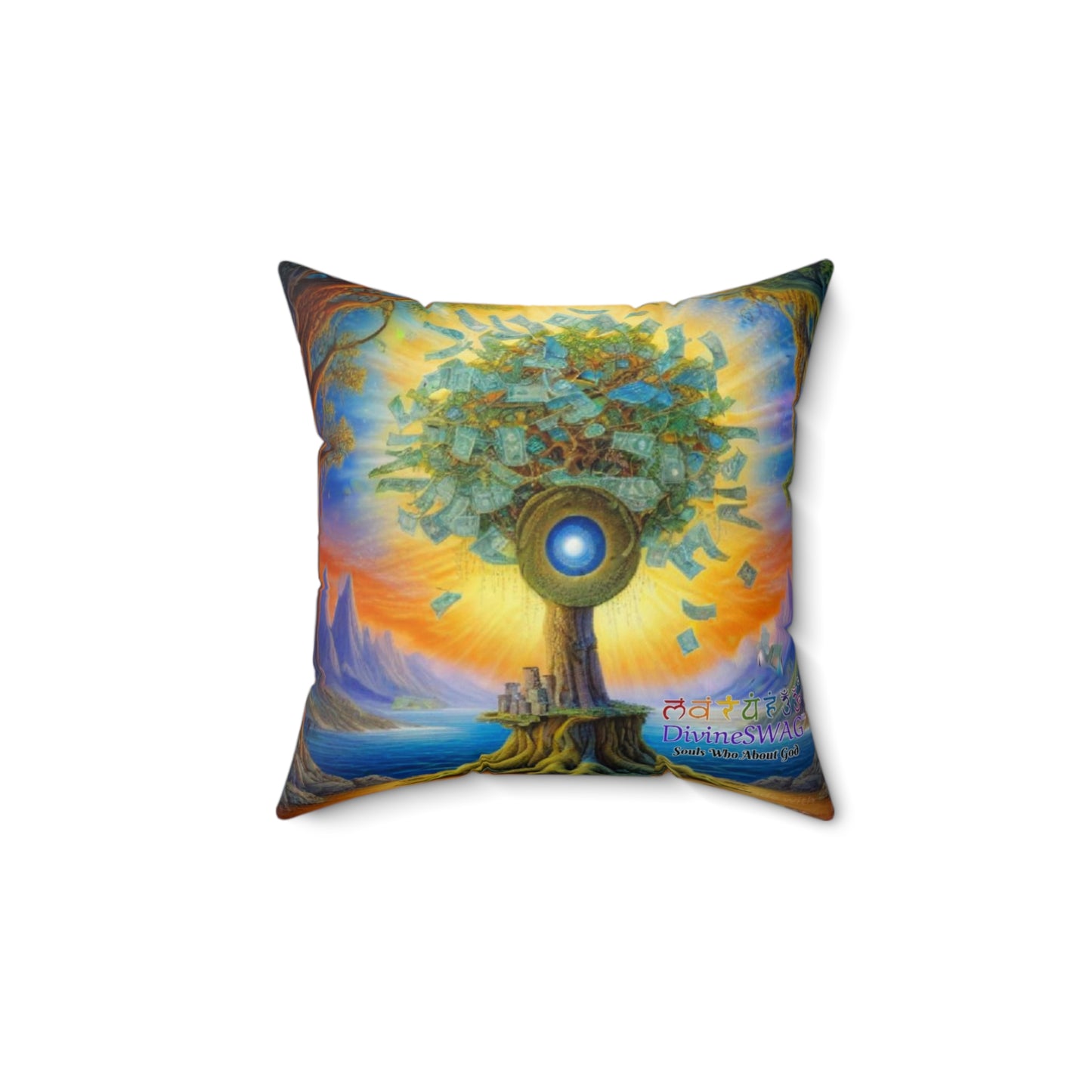 Money Tree Manifestation Pillow-Gold